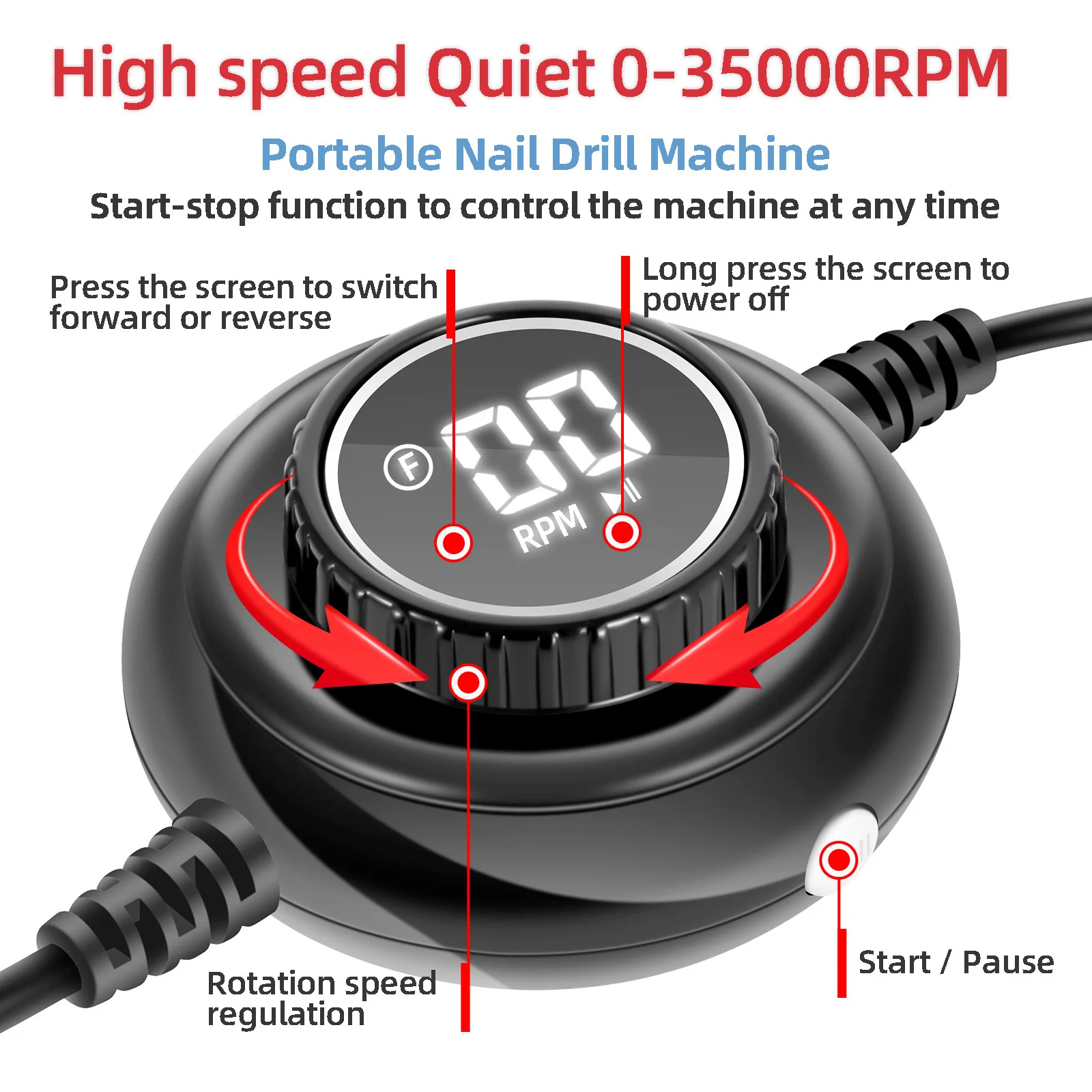 Zz 35000RPM Nail Machine Electric Nail Drill Portable Nails Machine Electric Nail Cutter Set Nails Gel Polishing Salon Equipment