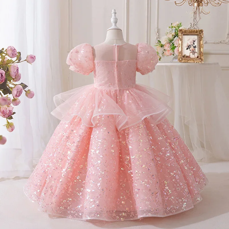 فستان عيد الميلاد الأول الراقي للأطفال، تنورة الأميرة لعيد ميلاد الفتاة الصغيرة، زي أداء البيانو المضيف لعيد الأطفال #2