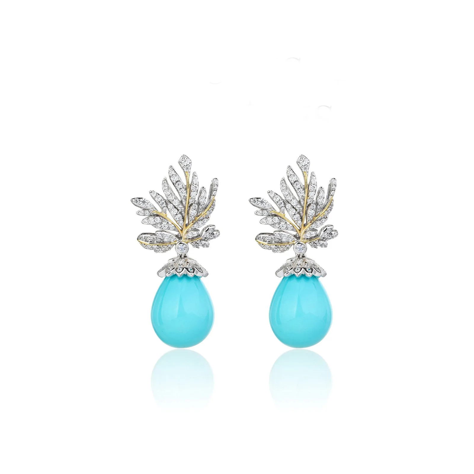 New S925 Silver Ear Nail European and American Maple Leaf Shaped Pine Stone Light Luxury High End Wedding Jewelry