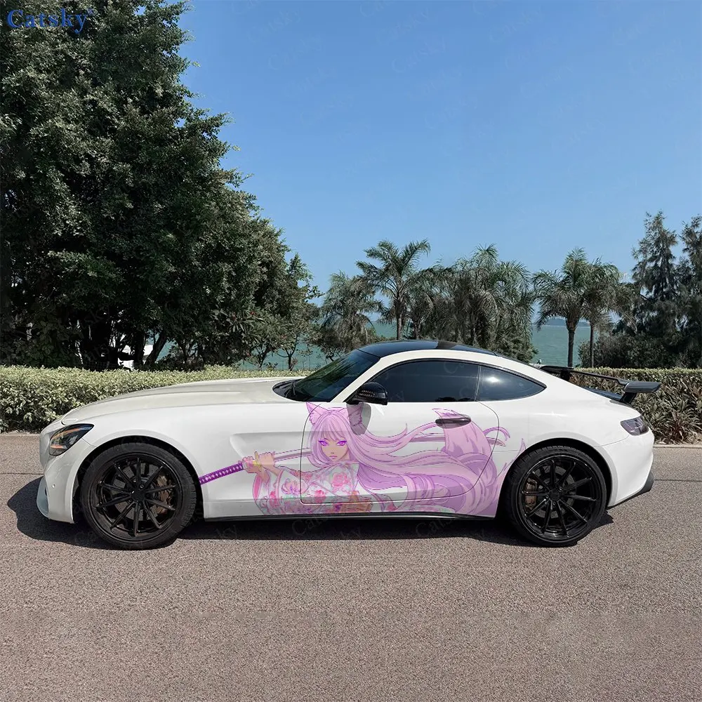 2pcs Swordsman Girl Decal, Durable, Fade-Resistant, Enhance Your Vehicles Aesthetic With Bold Art Design Car Vinyl Wrap