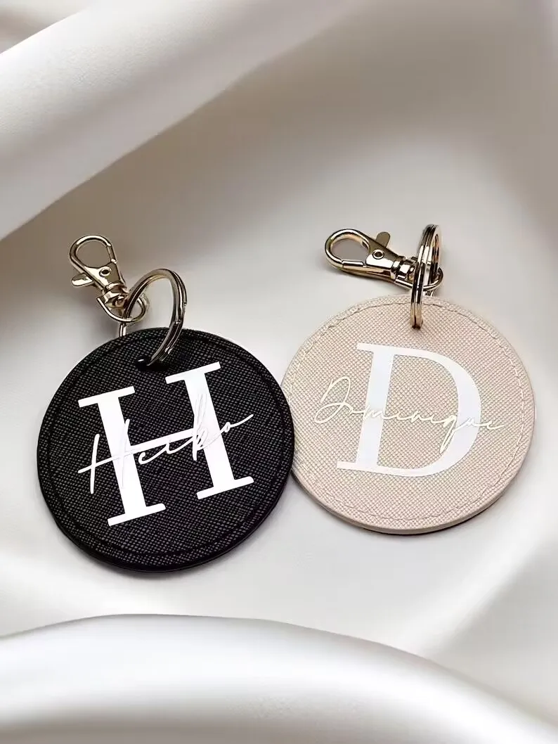 Custom Keyring Exclusive Personalized Leather Keychain - Engraved with Love for Her Bridesmaid Girlfriend Birthday Gift