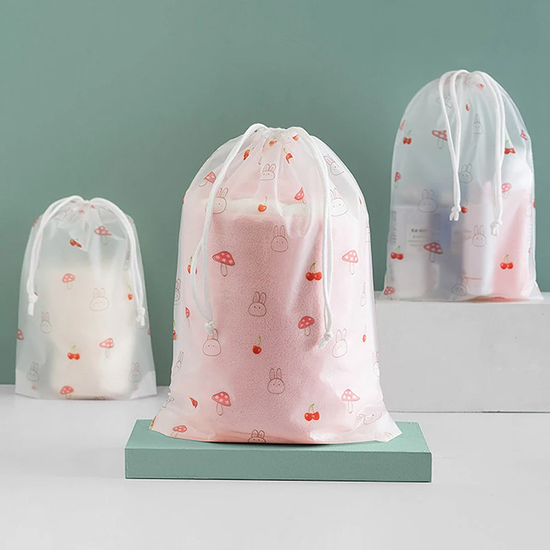 Portable Shoe Storage Organizer Travel Storage Bag Waterproof Transparent Plastic Storage Bag Drawstring Cosmetic Bags