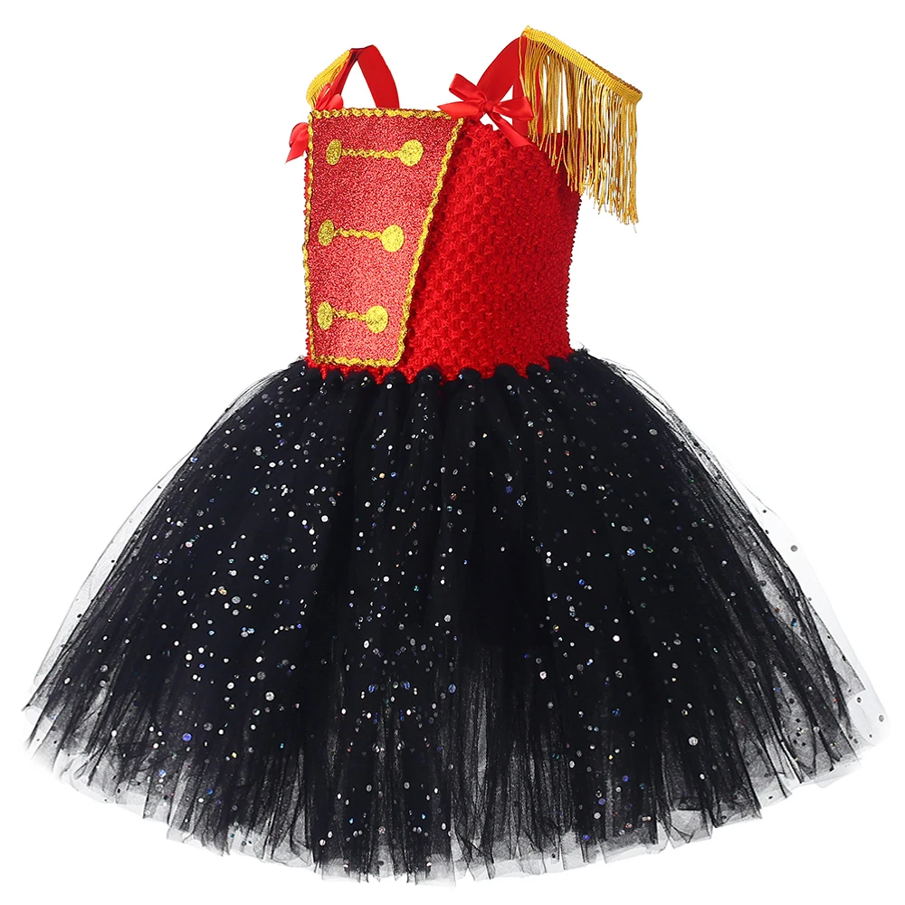 Sparkly Circus Ringmaster Costumes Girls Christmas Halloween Tutu Dress Kids Nutcracker Soldiers Outfits Holiday Show Clothes