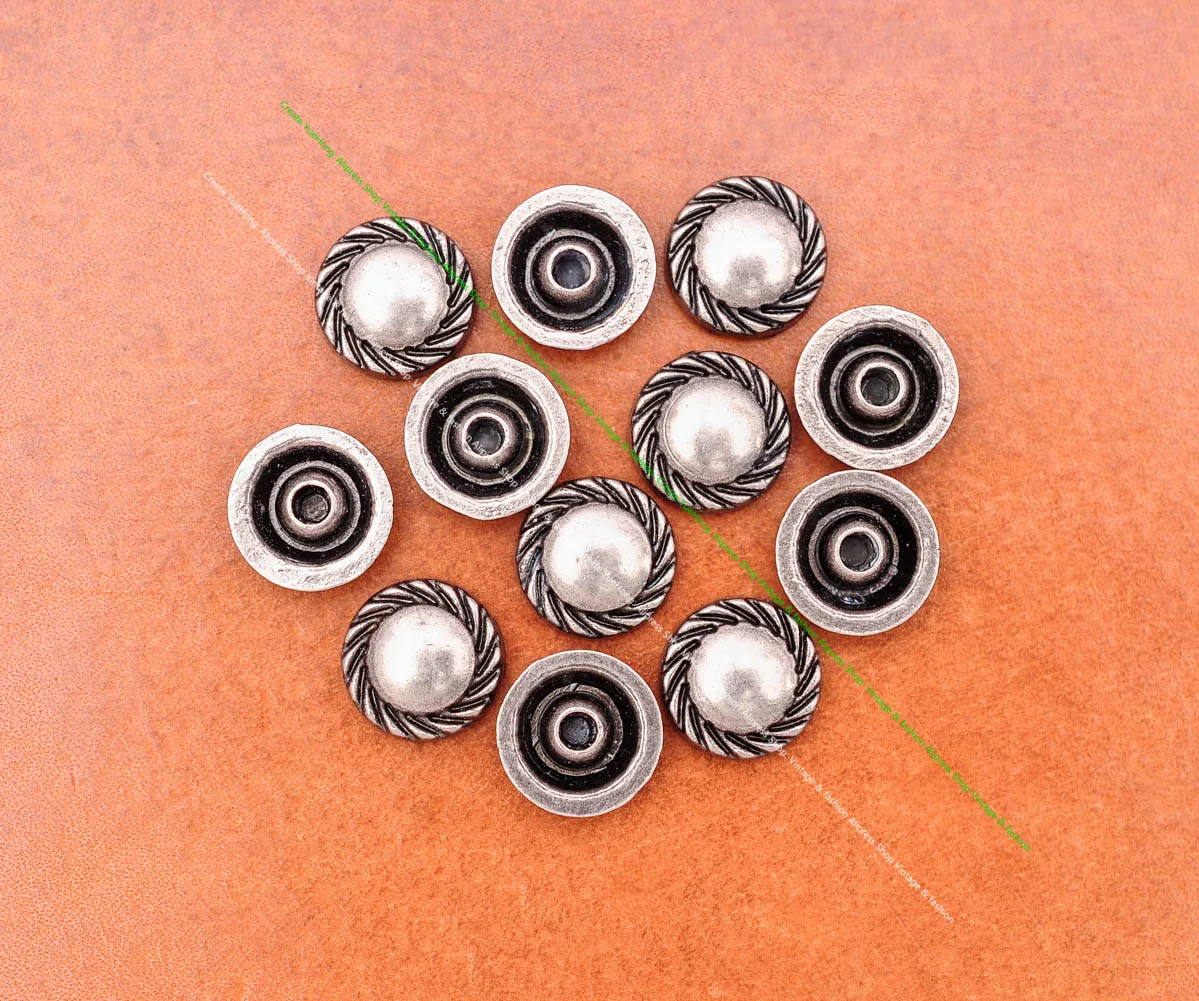 50x Motocycle Biker Silver Metal Round Leather Rivets Stud Set Fastener For Belt Luggage Bag Handbag Keyring Leathercraft Decor