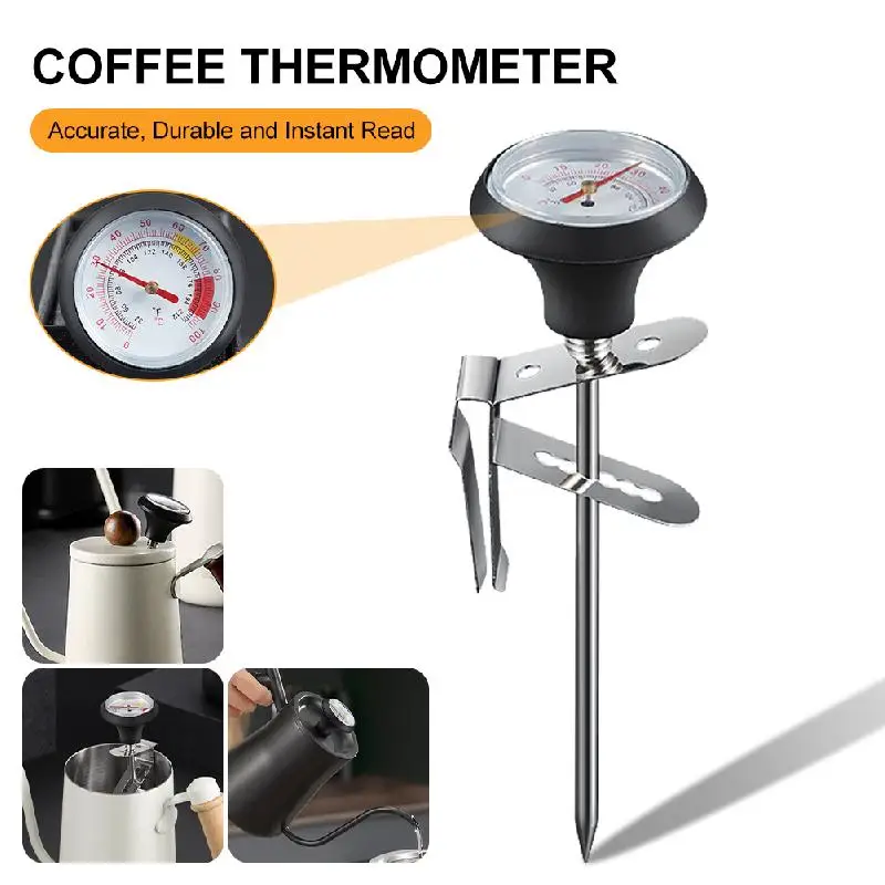 Milk Frothing Thermometer Stainless Steel Temperature Monitor 0℃~100℃/32℉~212℉ For Coffee Milk Froth Chocolate Cappuccino Food