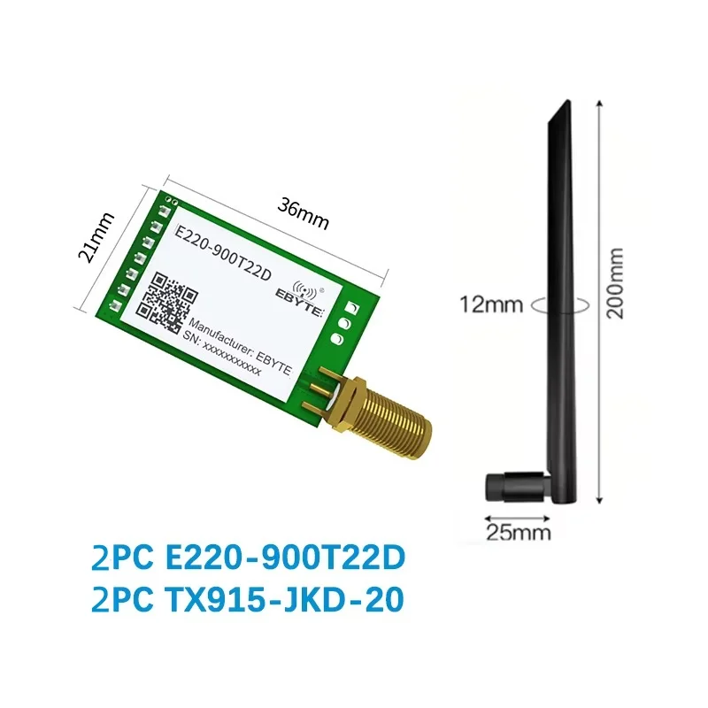 2 Pz Modulo Lora Modulo Wireless LLCC68 868-915 Mhz 22Dbm Anti-Interferenza Lora Spettro Spread SMA-K Antenna E220-900T22D-image