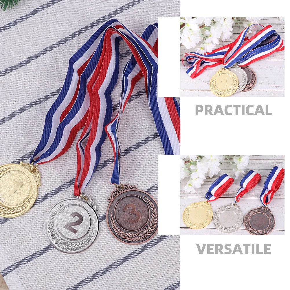 

9 Pcs Digital Medals Colored Championship Aldult Alloy Winner with Ribbon Zinc Award for Adults