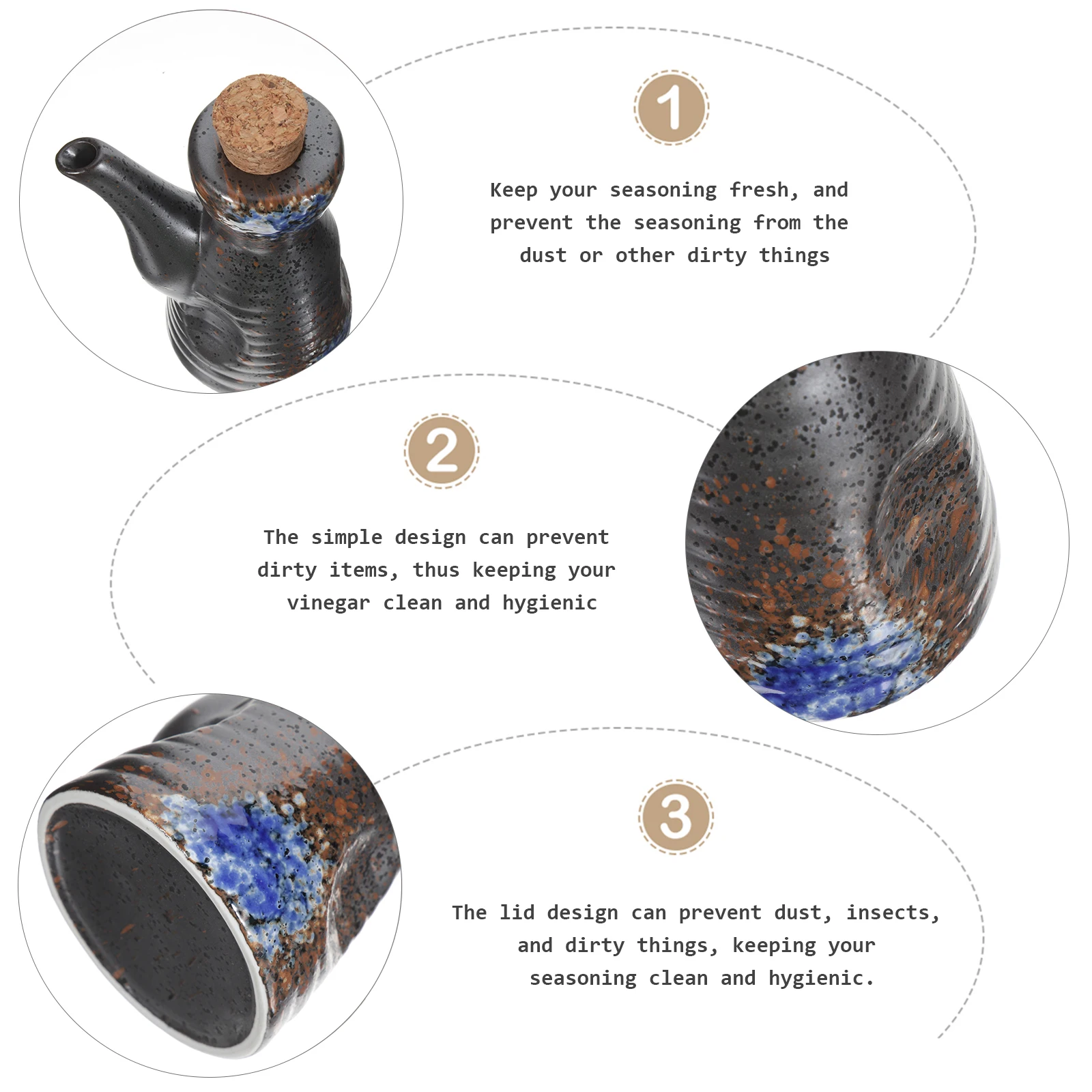 

Dipping Soy Sauce Pot Japanese Vinegar Dispenser Lids Ceramics Condiment Bottle