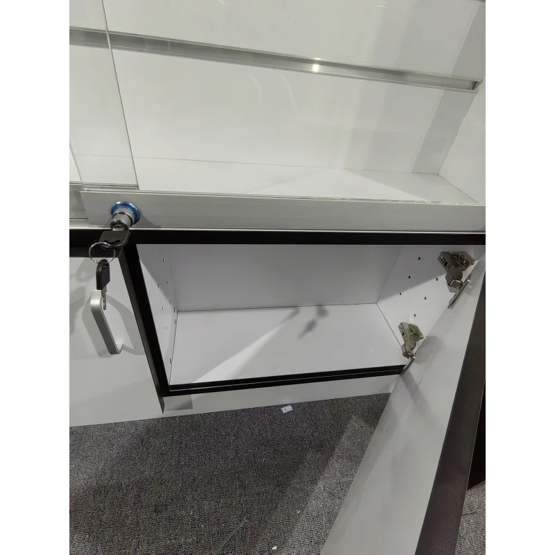 custom.Retail Store MDF Slatwall Display Cabinet for Phone Accessories with Toughened Glass