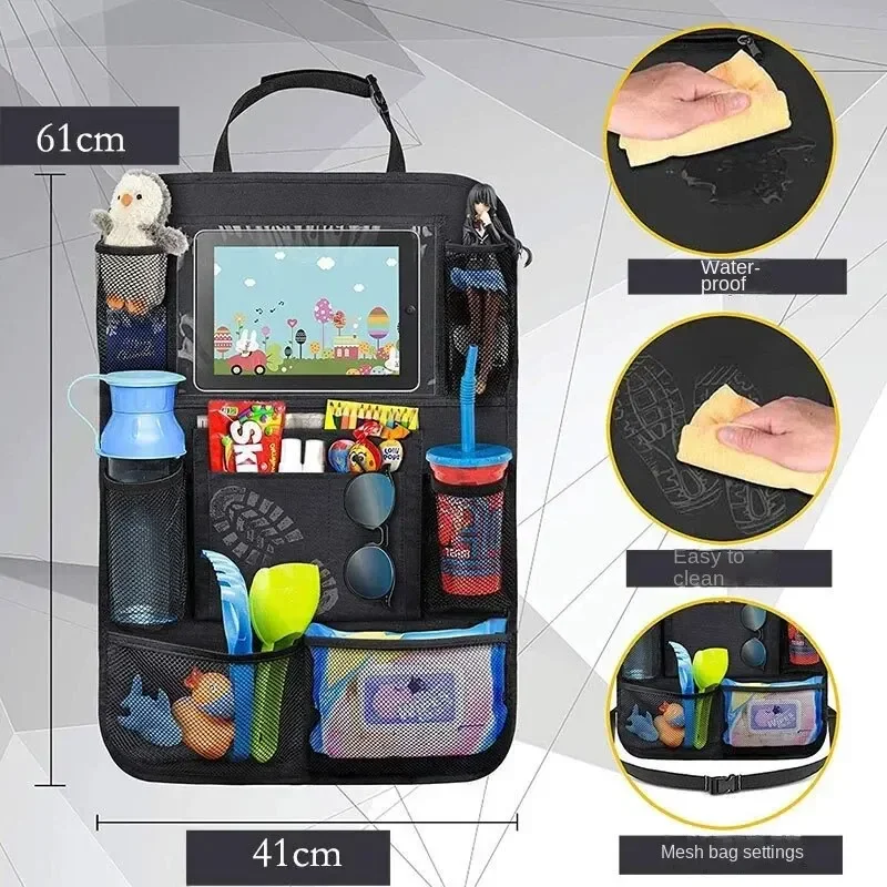 Car Seat Back Organizer dirt resistant Oxford Multi-Pocket Storage Bag with Tablet Holder Protector for Kids SUV Car Accessories image 2