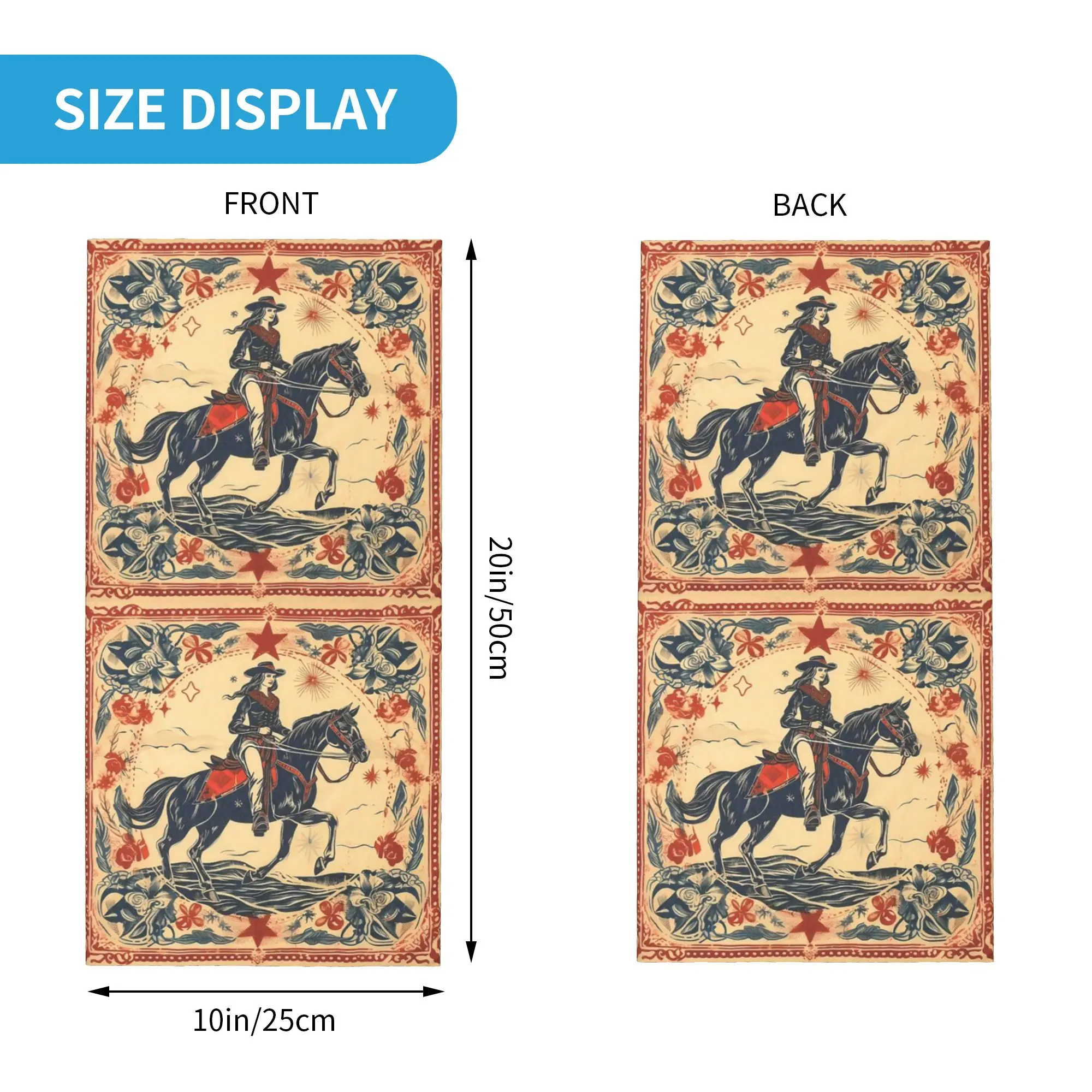 Wild West Cowgirl style Bandana Neck Cover Printed Mask Scarf Balaclava Outdoor Sports Unisex Adult Breathable