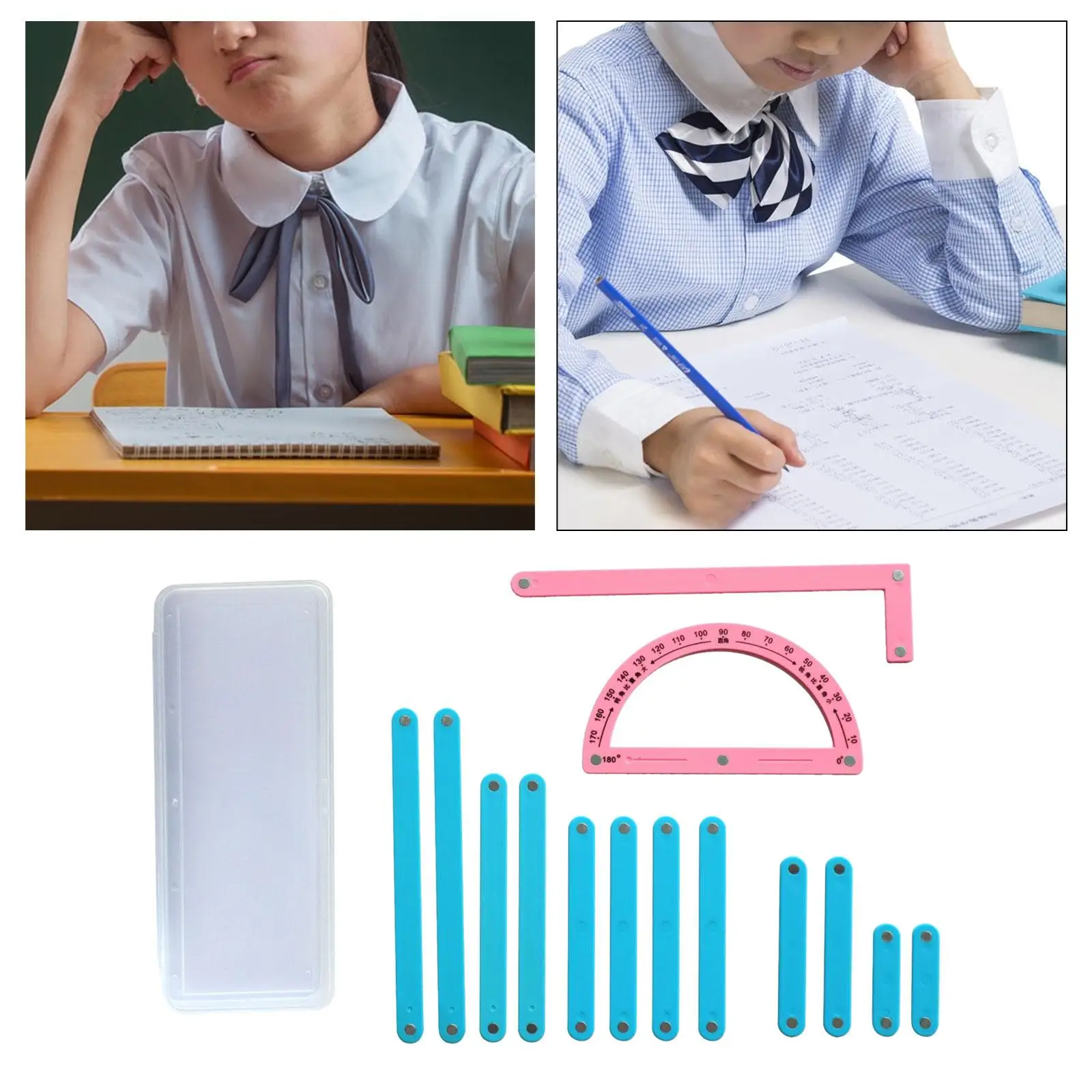 

Math Geometry Ruler Kit Tool Montessori for Blackboard Students Whiteboard