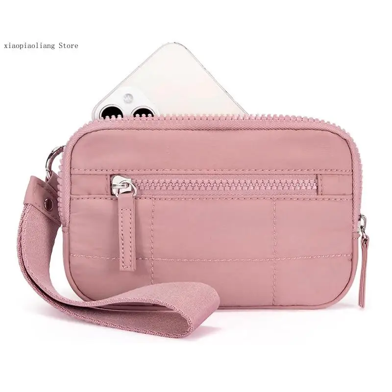 Nylon Quilted Wallet with 3-Zipper Purse for Travel Credit Card Holder Phone Organizer Puffer Wristlet Wallets for Women