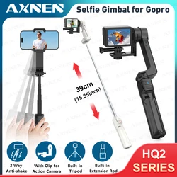 HQ2SE with GoPro Accessory Action Camera Clip Built-in Extend Selfie Stick Handheld Stabilizer for Sports Camera and Smartphone