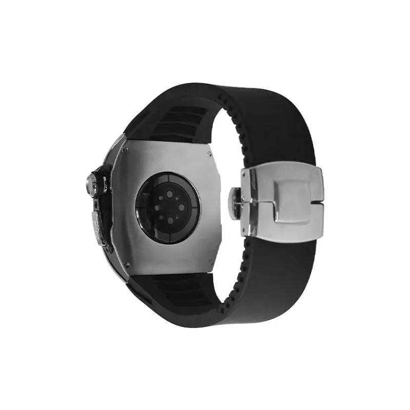 Luxury Stainless Steel Watch Cover Fluoro Rubber Strap For iWatch Series 45MM Cases