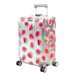 PVC Transparent Stone Wave Strawberry Luggage Case Wateproof Dustproof Travel Trolley Suitcase Protective Cover