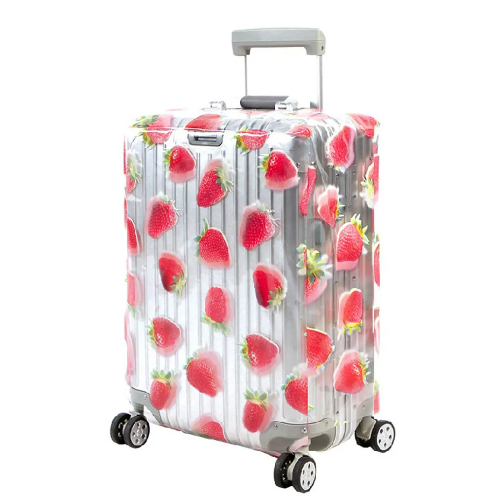 PVC Transparent Stone Wave Strawberry Luggage Case Wateproof Dustproof Travel Trolley Suitcase Protective Cover