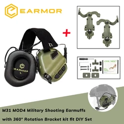 EARMOR Tactical Headset M31 MOD4 Active Headset Electronic Hearing Protector with Bracket Military DIY Helmet Headset NRR 22dB