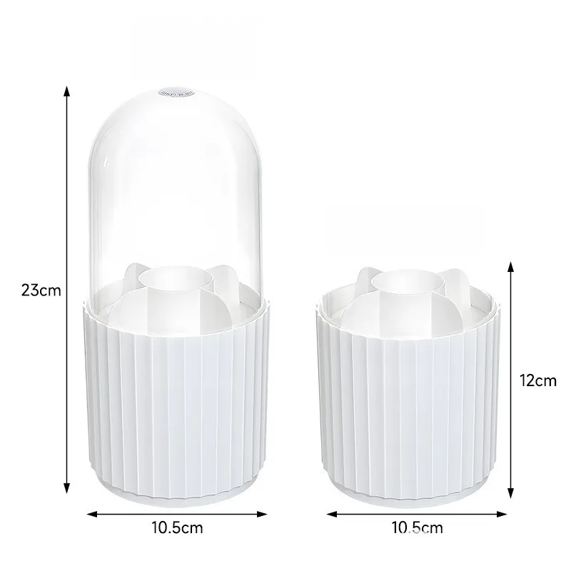 New Makeup Brush Storage Cylinder Rotating Dustproof Desktop Lipstick Powder Brush Bucket Dressing Table Storage Rack Cosmetics
