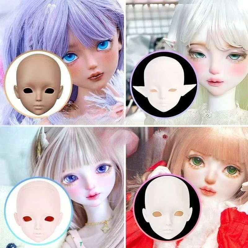 

1 Pieces Head 1/3 BJD Accessories White / Pink/ Tan Skin Doll's Head Makeup Practice DIY Toy