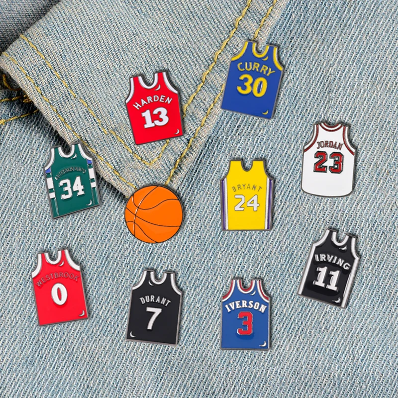 Creative Fashion Basketball Jersey Shape Brooch Unisex Sports Enamel Pin Sportswear Ball Bag Jacket Badge Jewelry Accessories