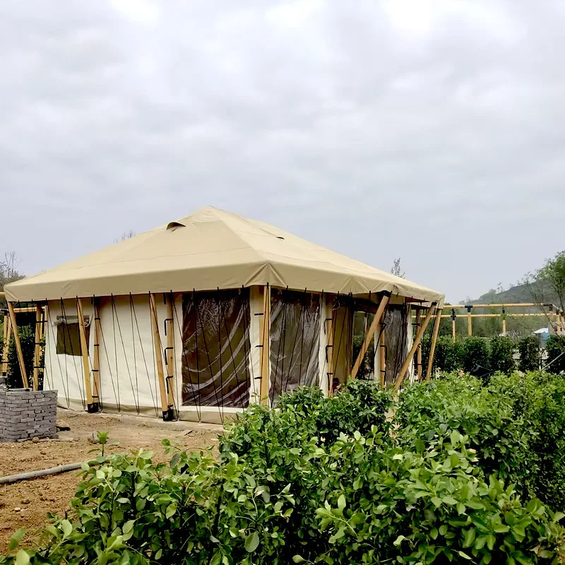 Safari Tent Luxury Camping Glamping All-in-one Integration Hilltop Lodge Rainforest Tipi  Homestay Village Canvas Wooden Cabin