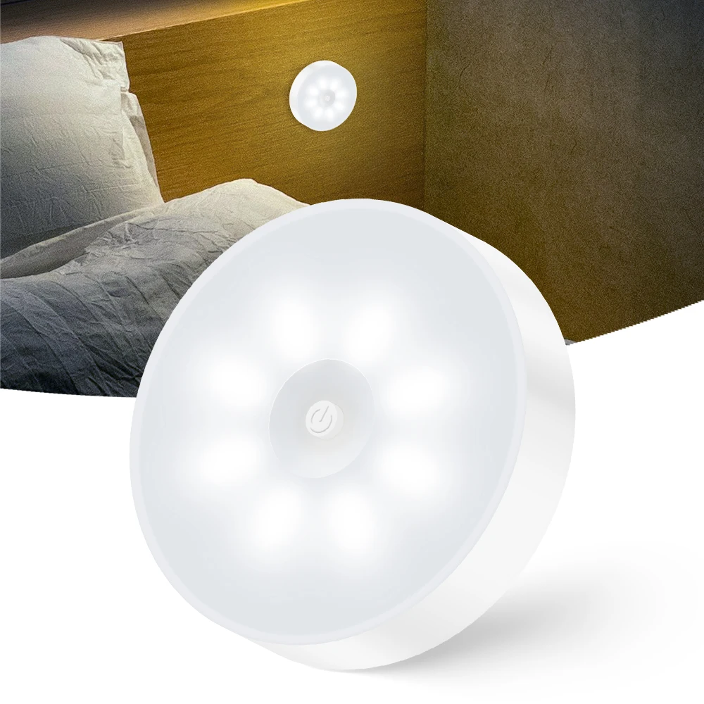 

Беспроводные светодиодные светильники для шкафов, перезаряжаемые ночники с 3 режимами цвета света, диммируемые светильники-шайбы для кухонных шкафов и лестниц