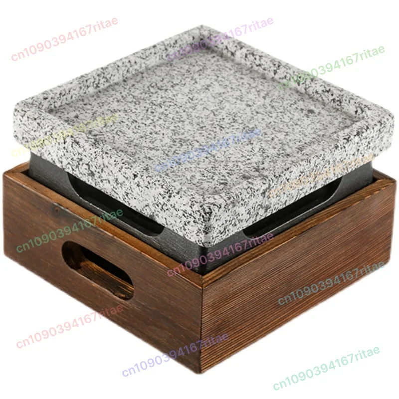 

Grooved Dense Hole Volcanic Rock Barbecue Pan Japanese Style Barbecue Grill Teppanyaki High Temperature Stone Plate
