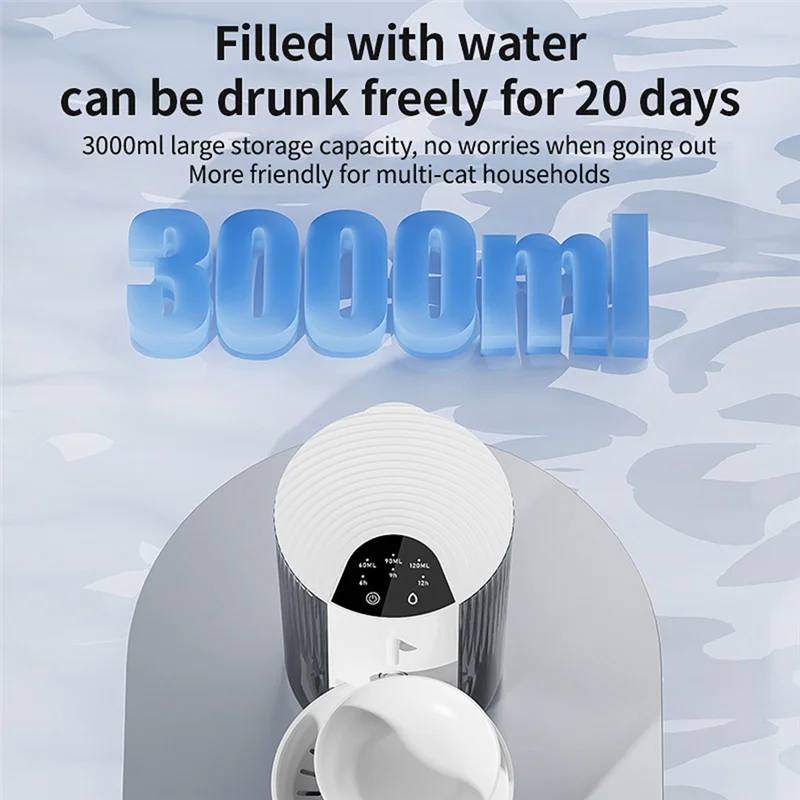 

ABPR-3L Wireless Pet Water Fountain Rechargeable Dump Water Feeder Timed Smart No Filter Required