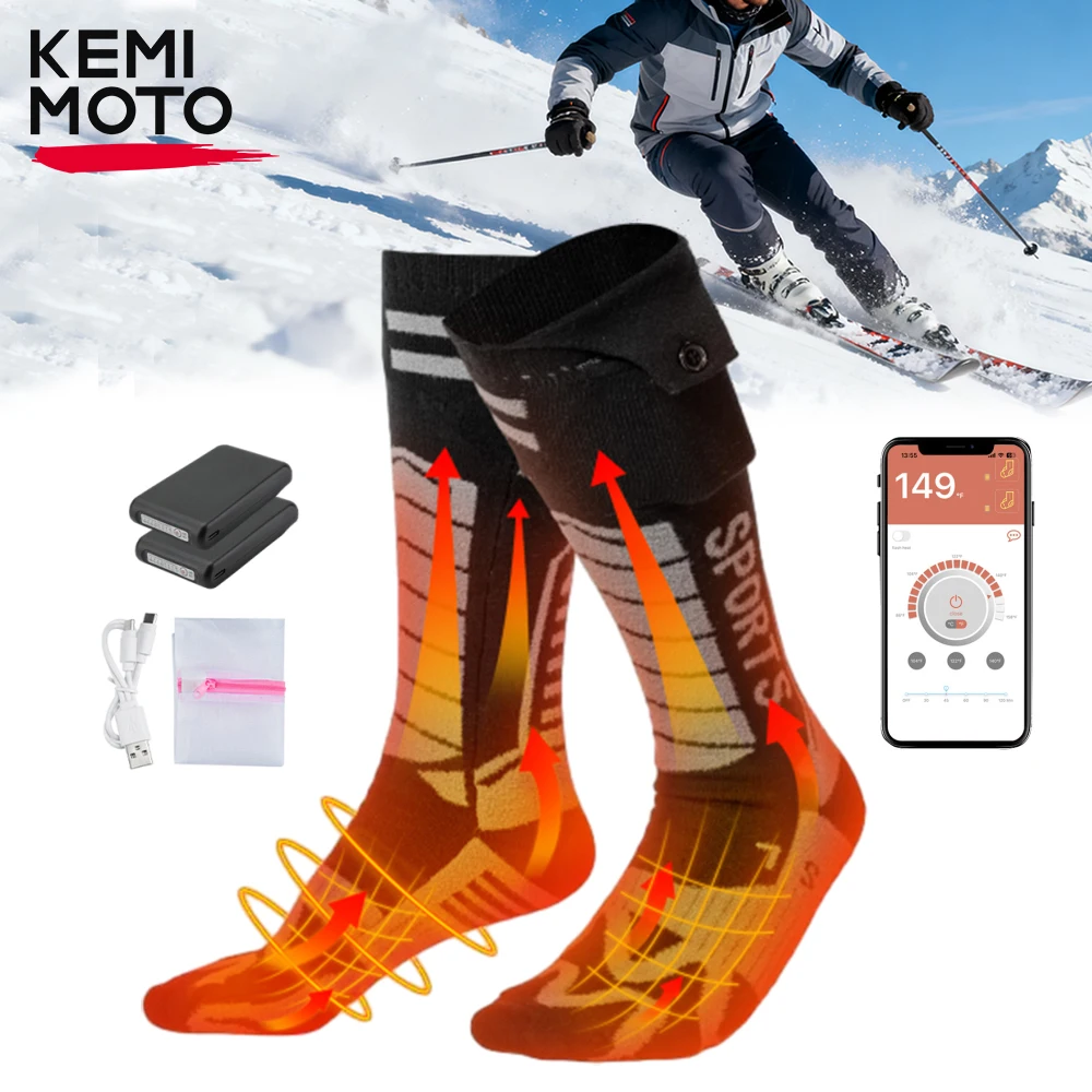 

Motorcycle Heated Socks APP Contorl Battery Thicken Cotton Winter Warmer Electric heating for Ski Hunt Moto ATV UTV Equipments