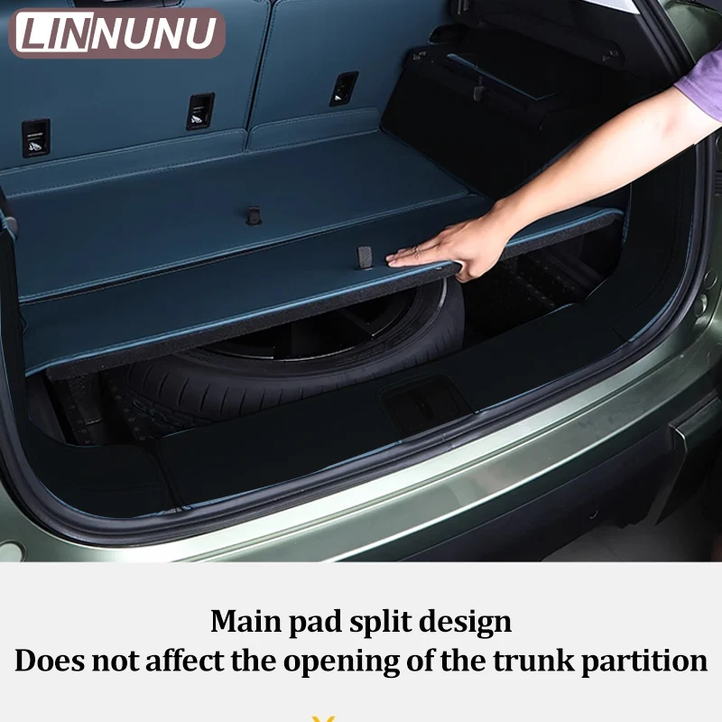 LINNUNU For JAECOO J7 PHEV Half pack Car trunk mat Rear trunk protection Leather pad Car Interior Accessories 2025 2024 2023