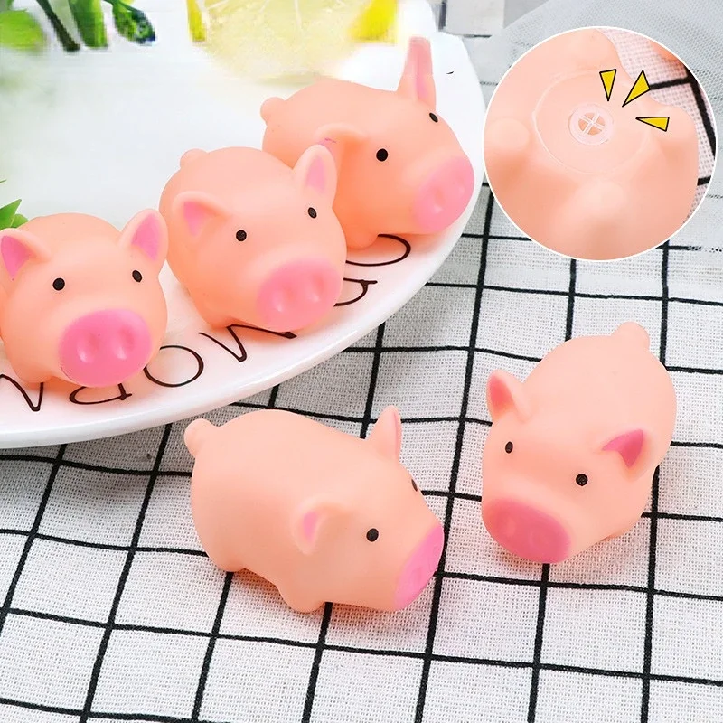 10pcs Cute Pet Toys Cute Pink Pig Squeeze Squeaky Chew Interactive Games Training Funny Toy Soft Rubber Mini Toy Dog Supplies