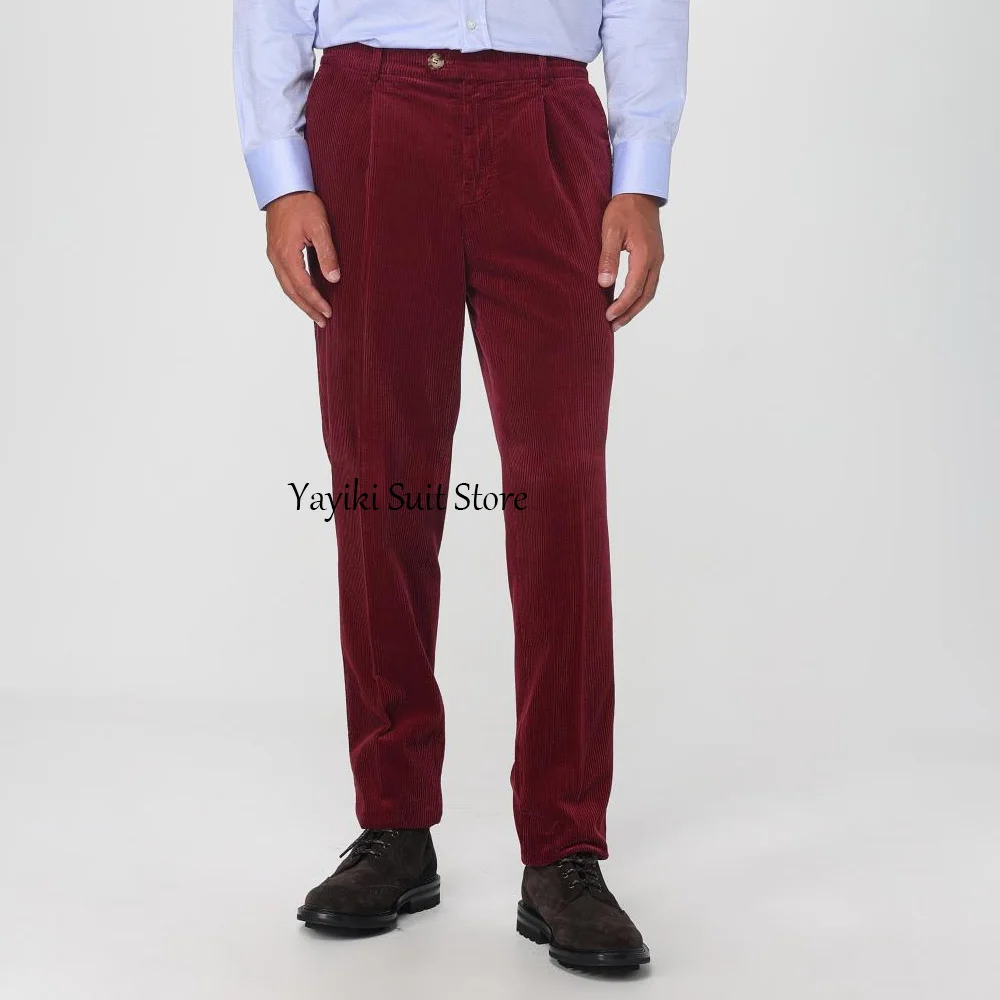 

Men's Trousers Casual Pants for Man Straight-leg Formal Corduroy Fabric Work Trouser Tailoring Classic Clothing