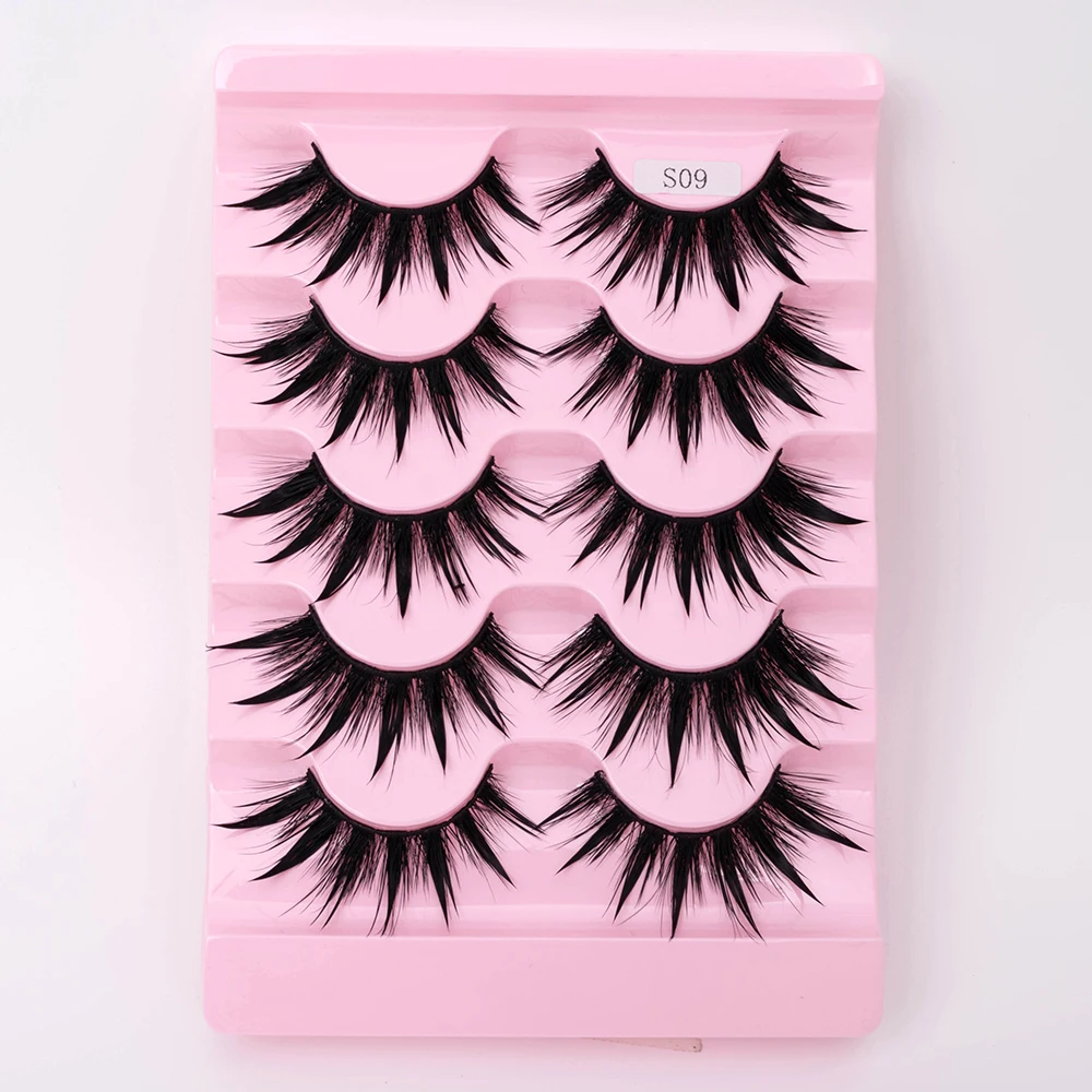 5Pairs Halloween Lash Drip False Eyelashes Unique Wet Look Hydrated Effect Multi-Length Rewearable Fake Eyelashes