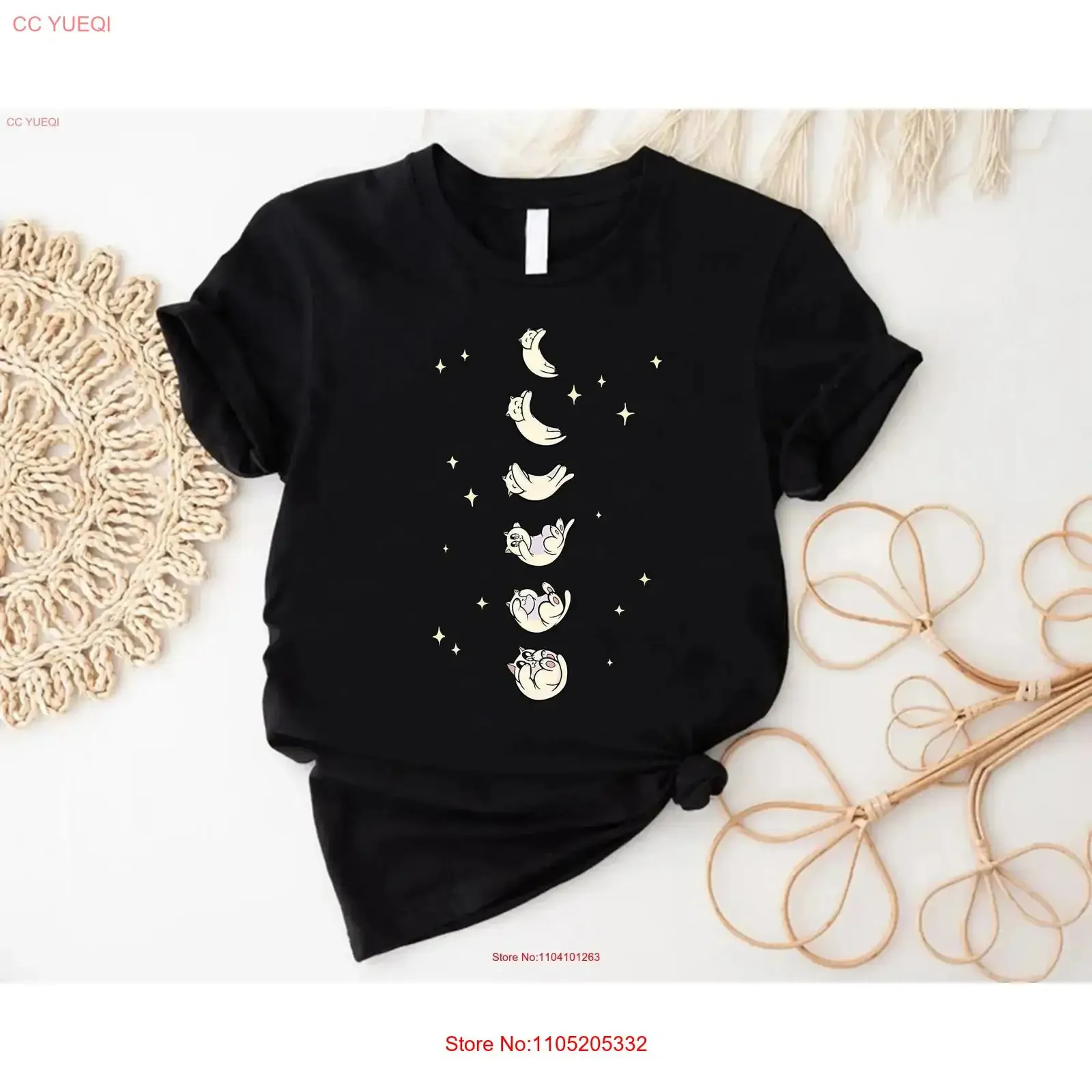 Cat Moon Phases T Shirt Lunar Cycle For Owner Lover Mom Mothers Day Celestial vintage Washed Soft Stylish Unisex Slightly