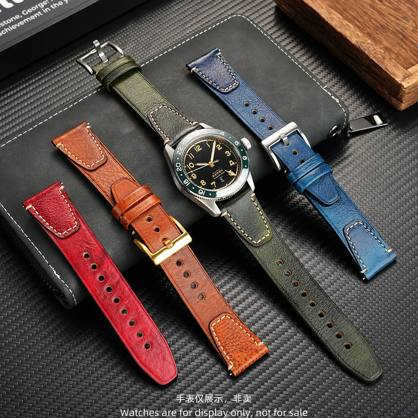 22mm Vintage Distressed Leather Watch Strap for Breitling Tudor Omega IWC Seiko, Aged Cowhide Replacement Band Men's Bracelet