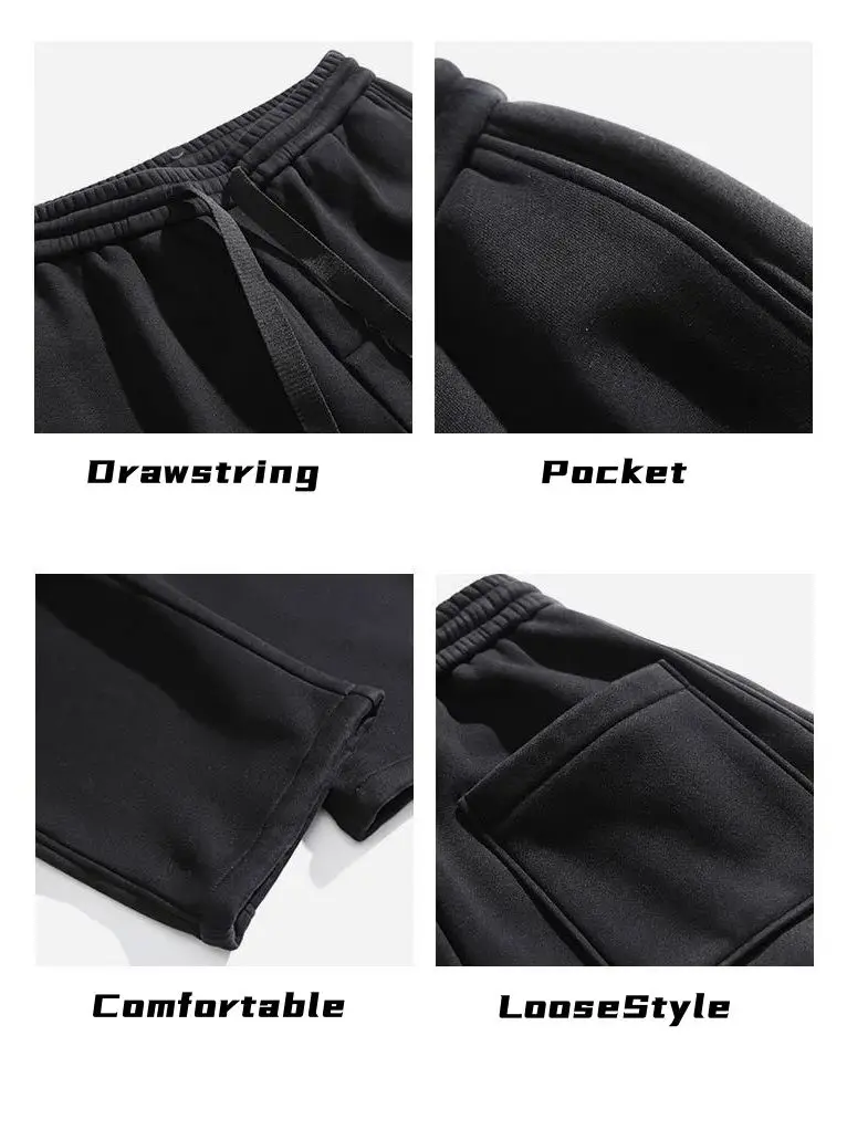 American Casual Straight besticktes Star Fleece gewaschen alte lose Hosen Herren Jogging hose Taschen warm und weich