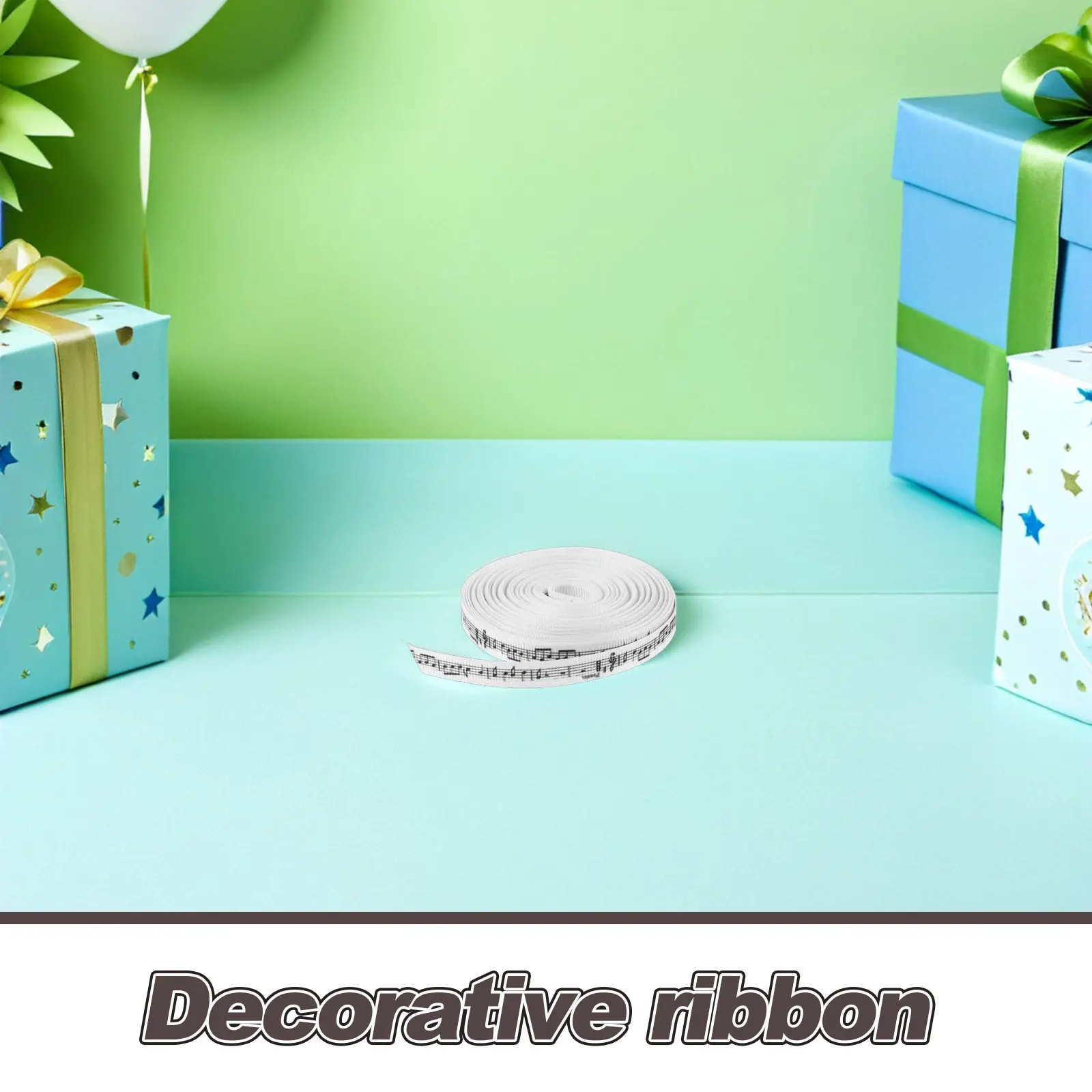 

Musical Notes Ribbon 10 Yards 0.4 Inch Printed Music Note Fabric Ribbon for Present Packaging Party Decoration Craft Bow