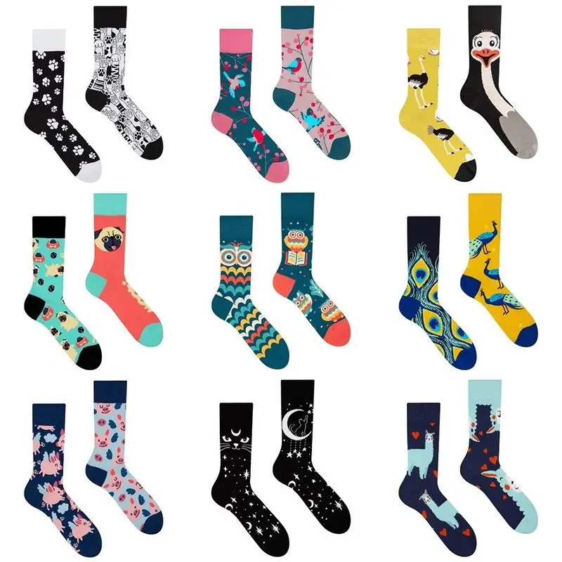 Cute Funny AB Style Trend Cartoon Animals Crew Cotton Socks Chic Unisex Women Men Harajuku Colorful Long Socks Gift Dropshipping