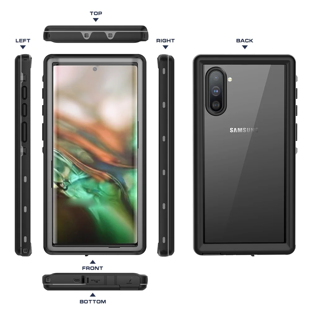 ShellBox IP68 Waterproof Case For Samsung Galaxy Note 10 Note 10+ Shockproof Heavy Duty Underwater Photography Diving Cover Case