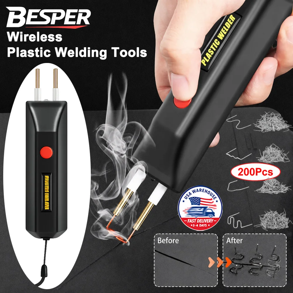 Plastic Welder, Cordless Plastic Welding Kit with 200 Staplers, USB Rechargeable Plastic Welder Kit for Bumper Repair, DIY Projects and Other Plastic Repairs
