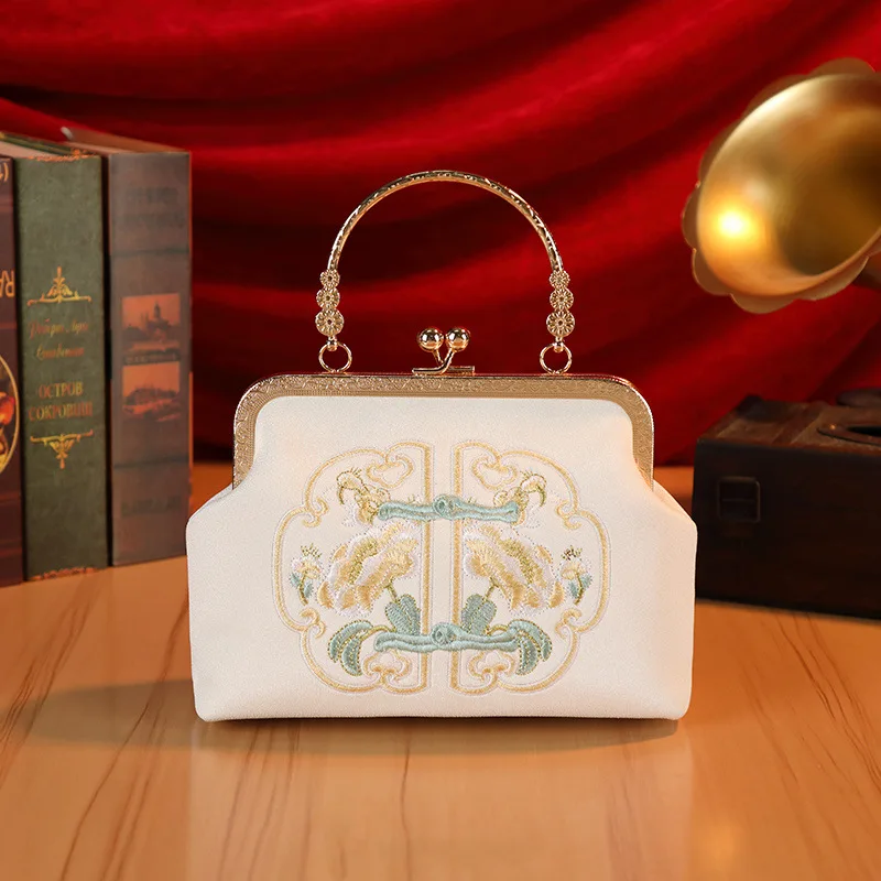 

Popular Chinese Style Banquet Bag Embroidery Pearl Handle Qipao Bag High Capacity Trendy Crossbody Bag Women