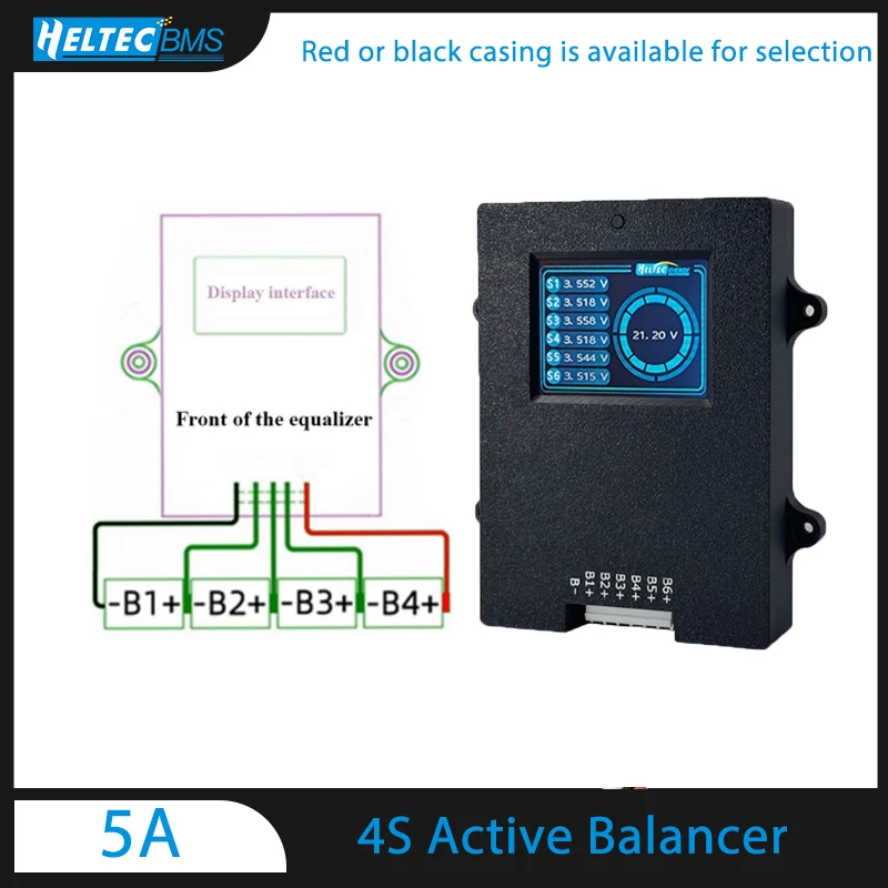 

HeltecBMS 5A Lipo/Lifepo4 Active Balancer 4S With Voltage Dispaly 12V Lithium Battery Energy Transfer Active Equalizer
