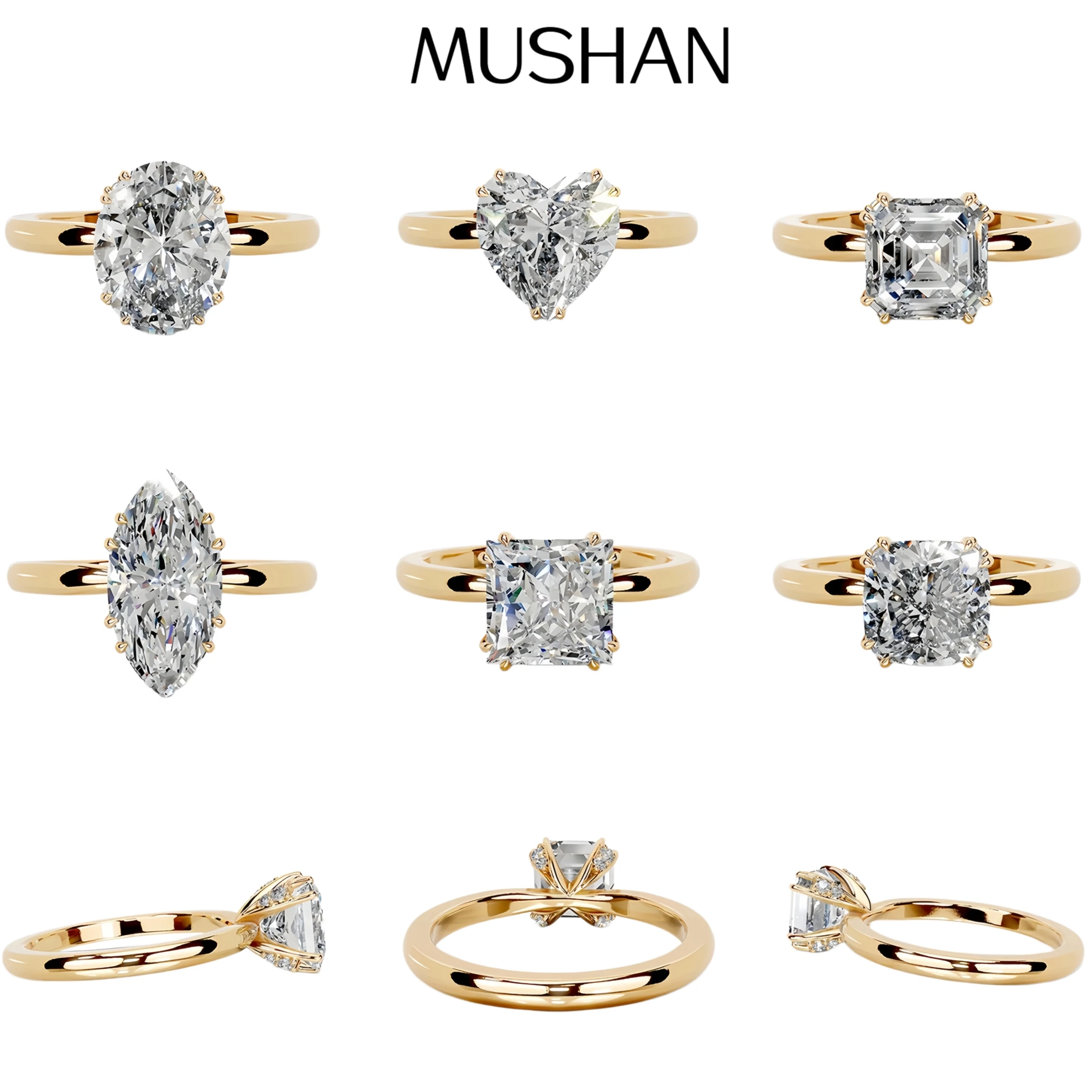 MUSHAN Bespoke Luxury Jewelry 925 Sterling Silver Rings 3ct 4ct 5ct Wedding Real D Color VVS Moissanite Ring Band MST Patent