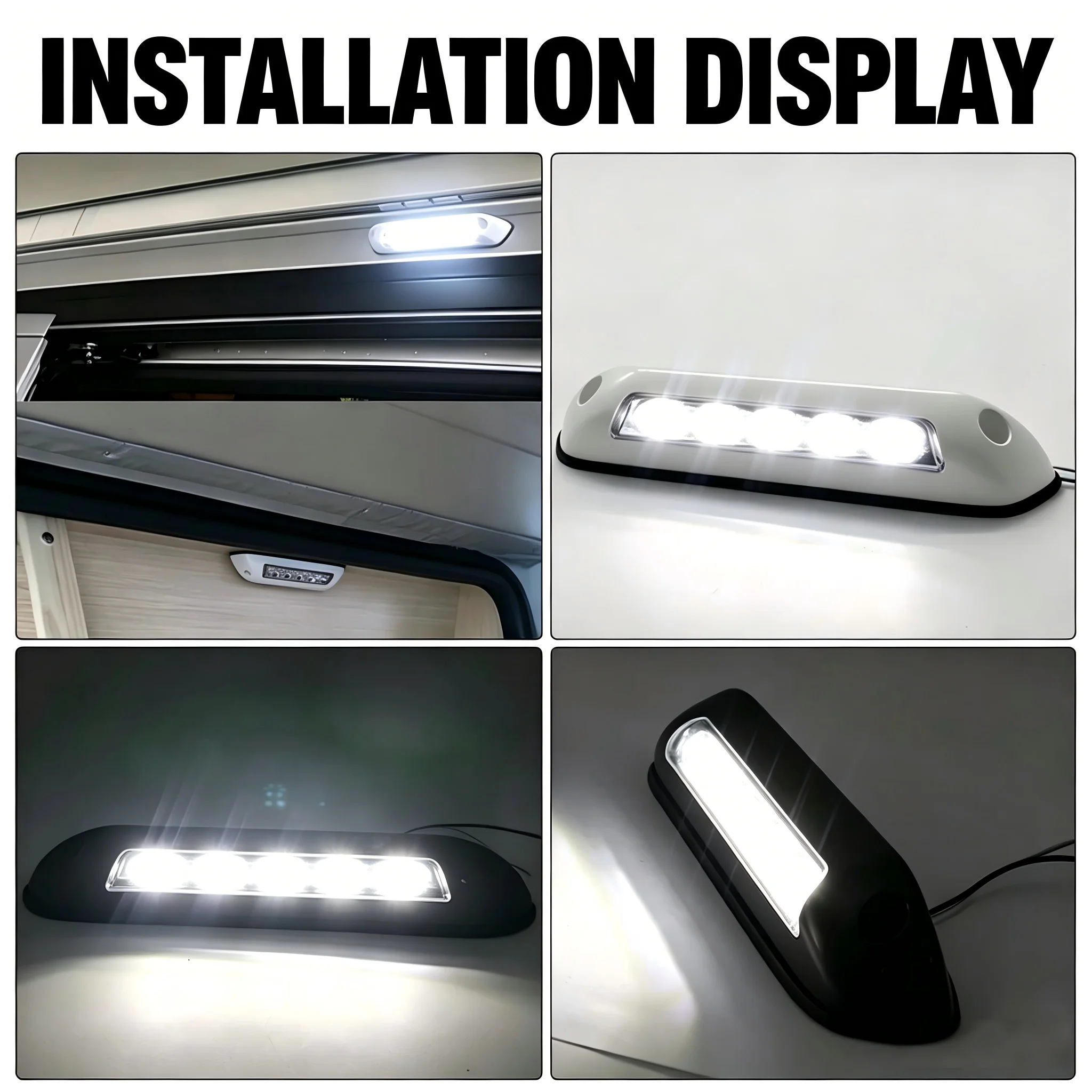 12V/24V Waterproof RV Awning Light, LED Porch Lamp for Motorhome Caravan Camper Van Trailer, Outdoor Exterior Wall Light for Cam