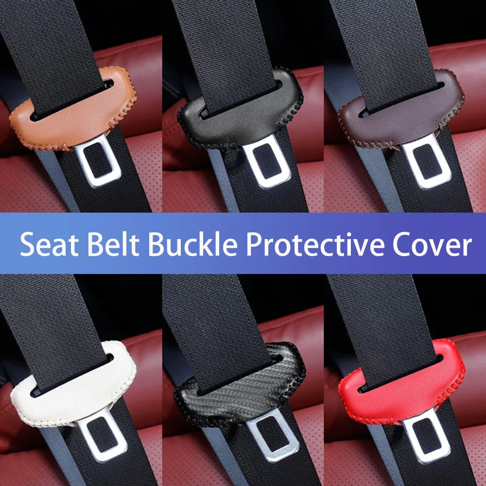 1PCS Universal Car Seat Belt Buckle Cover Protector Anti-collision Case PU Leather Protection Wear Car Interior Accessories