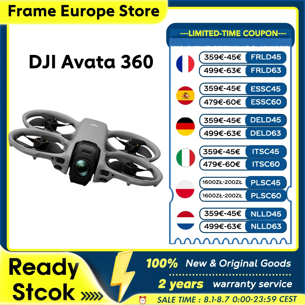 Neue DJI Avata 360 Drohne mit 1-Zoll-Sensor, 8K HDR Panorama-Drohne, 4K Einzellinsen-Modus, 20km Reichweite, 4G Verbesserte Übertragung, FPV-Marke