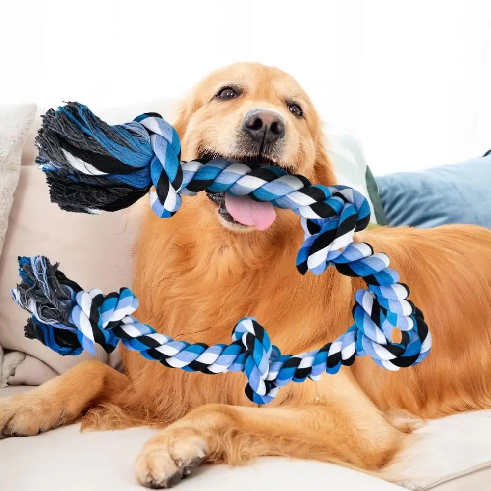 

Cotton Dog Chew Interactive Teeth Cleaning Double Cotton Chew Knot Toys Eco-Friendly Training Indestructible Dog Rope