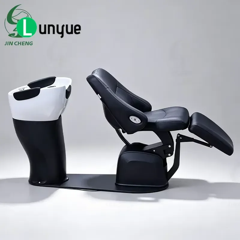 Electric Shampoo Chair with Bowl Foot Control for Hair Furniture Reclining Wash Basin Seat Professional Barber Shop