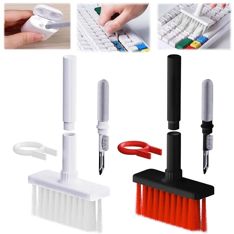 5 In 1 Multifunctional Keyboard Cleaning Brush Computer Earphone Cleaning Tool Keyboard Cleaner Keycap Puller Kit For PC Airpods